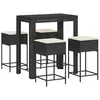 vidaXL Ensemble de bar de jardin 5 pcs avec coussins noir poly rotin
