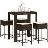vidaXL Ensemble de bar de jardin avec coussins 5 pcs marron poly rotin