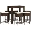 vidaXL Ensemble de bar de jardin avec coussins 7 pcs marron poly rotin