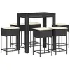 vidaXL Ensemble de bar de jardin 7 pcs avec coussins noir poly rotin