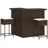 vidaXL Ensemble de bar de jardin 3 pcs et coussins brun résine tressée