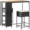 vidaXL Ensemble de bar de jardin 3 pcs avec coussins noir poly rotin