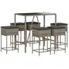 vidaXL Ensemble de bar de jardin 7 pcs avec coussins gris poly rotin