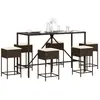 vidaXL Ensemble de bar de jardin avec coussins 7 pcs marron poly rotin