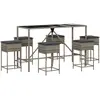 vidaXL Ensemble de bar de jardin 7 pcs avec coussins gris poly rotin