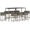 vidaXL Ensemble de bar de jardin 9 pcs avec coussins gris poly rotin