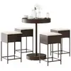 vidaXL Ensemble de bar de jardin avec coussins 5 pcs marron poly rotin