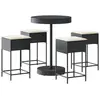 vidaXL Ensemble de bar de jardin 5 pcs avec coussins noir poly rotin