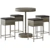 vidaXL Ensemble de bar de jardin 5 pcs avec coussins gris poly rotin