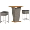 vidaXL - 3-delige - Tuinbarset - met - kussens - poly - rattan - grijs