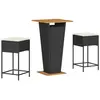 vidaXL Ensemble de bar de jardin 3 pcs avec coussins noir poly rotin