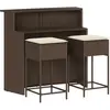 vidaXL Ensemble de bar de jardin 3 pcs et coussins brun résine tressée
