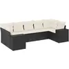 vidaXL Salon de jardin 7 pcs avec coussins noir résine tressée