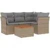 vidaXL Salon de jardin avec coussins 5pcs mélange beige résine tressée