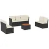 vidaXL Salon de jardin 8 pcs avec coussins noir résine tressée