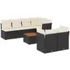 vidaXL - 8-delige - Loungeset - met - kussens - poly - rattan - zwart