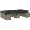 vidaXL Salon de jardin 11 pcs avec coussins gris résine tressée