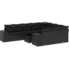 vidaXL Salon de jardin 10 pcs avec coussins noir résine tressée
