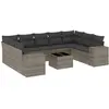 vidaXL Salon de jardin avec coussins 10 pcs gris résine tressée