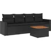 vidaXL Salon de jardin 5 pcs avec coussins noir résine tressée