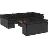 vidaXL Salon de jardin avec coussins 14 pcs noir résine tressée