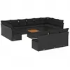 vidaXL Salon de jardin avec coussins 14 pcs noir résine tressée