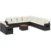 vidaXL Salon de jardin 12 pcs avec coussins noir résine tressée