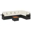 vidaXL Salon de jardin 8 pcs avec coussins noir résine tressée