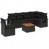 vidaXL Salon de jardin 7 pcs avec coussins noir résine tressée