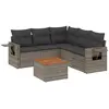 vidaXL Salon de jardin 6 pcs avec coussins gris résine tressée
