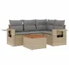 vidaXL Salon de jardin avec coussins 5pcs mélange beige résine tressée