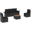 vidaXL Salon de jardin 6 pcs avec coussins noir résine tressée