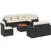 vidaXL Salon de jardin 9 pcs avec coussins noir résine tressée