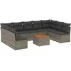 vidaXL Salon de jardin avec coussins 10 pcs gris résine tressée