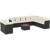 vidaXL Salon de jardin 11 pcs avec coussins noir résine tressée