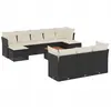 vidaXL Salon de jardin 11 pcs avec coussins noir résine tressée