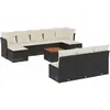 vidaXL Salon de jardin 11 pcs avec coussins noir résine tressée