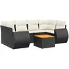 vidaXL Salon de jardin 7 pcs avec coussins noir résine tressée