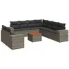 vidaXL Salon de jardin avec coussins 10 pcs gris résine tressée