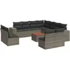vidaXL Salon de jardin avec coussins 12 pcs gris résine tressée