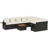 vidaXL Salon de jardin 10 pcs avec coussins noir résine tressée