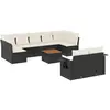 vidaXL Salon de jardin 10 pcs avec coussins noir résine tressée