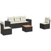 vidaXL Salon de jardin 6 pcs avec coussins noir résine tressée