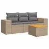 vidaXL Salon de jardin avec coussins 4 pcs beige résine tressée