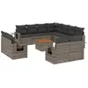 vidaXL Salon de jardin avec coussins 12 pcs gris résine tressée