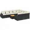 vidaXL Salon de jardin 11 pcs avec coussins noir résine tressée