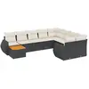 vidaXL Salon de jardin 10 pcs avec coussins noir résine tressée