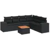 vidaXL Salon de jardin 7 pcs avec coussins noir résine tressée
