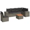 vidaXL Salon de jardin avec coussins 7 pcs gris résine tressée