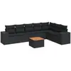 vidaXL Salon de jardin 8 pcs avec coussins noir résine tressée